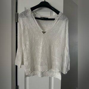 White House Black Market White Lace Blouse